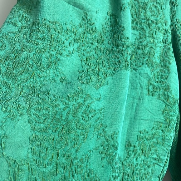 🍃Stunning Raquel Allegra green jacquard high waist pleated pants - Picture 13 of 15